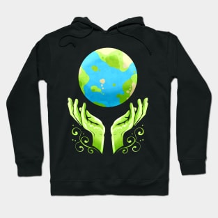 Two Hands Holding The Earth For Earth Day Hoodie